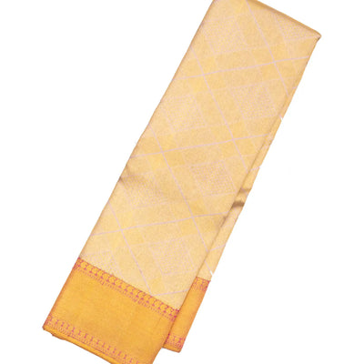Off White Handloom Kanchipuram Tissue Silk Saree With Diamond Motifs