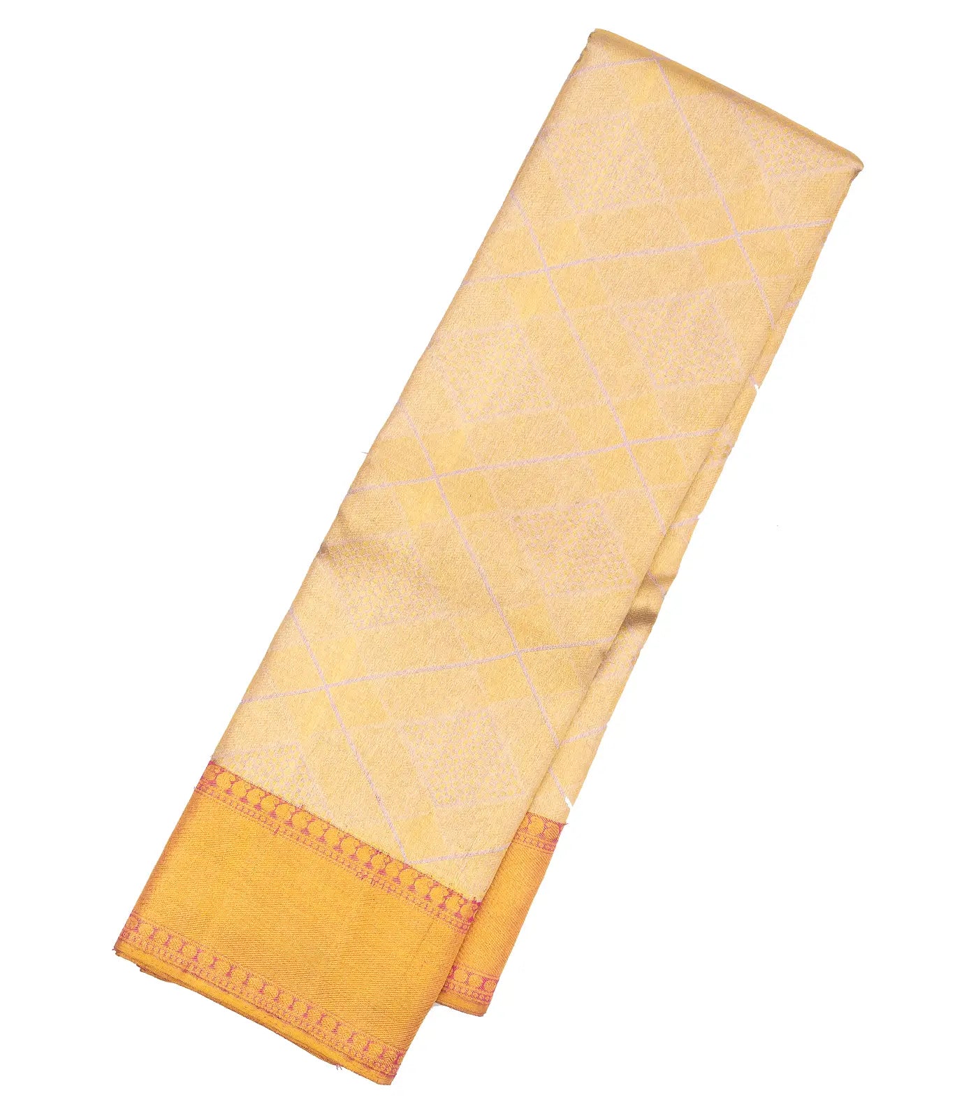 Off White Handloom Kanchipuram Tissue Silk Saree With Diamond Motifs