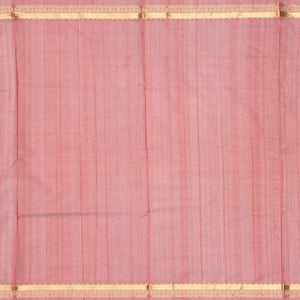 Dark Peach Handloom Silk Cotton Saree With Zari Checks