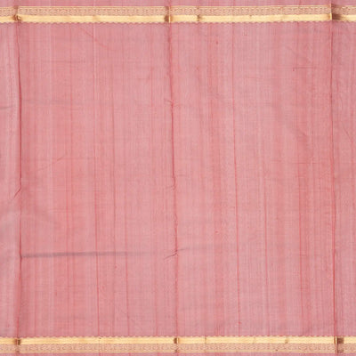 Dark Peach Handloom Silk Cotton Saree With Zari Checks