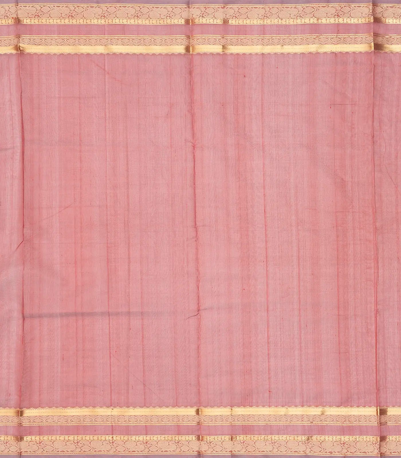 Dark Peach Handloom Silk Cotton Saree With Zari Checks