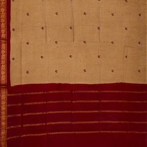 Beige Sungudi Cotton Saree With Checks & Annam Motifs