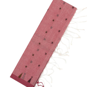 Chestnut Pink Bengal Cotton Saree With Diamond Motifs