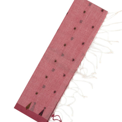 Chestnut Pink Bengal Cotton Saree With Diamond Motifs