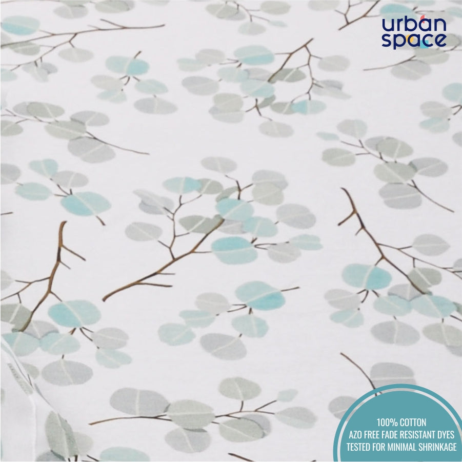 Fitted King Size Cotton Bedsheet - Fall Trees Green