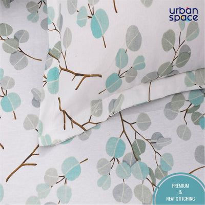 Fitted King Size Cotton Bedsheet - Fall Trees Green
