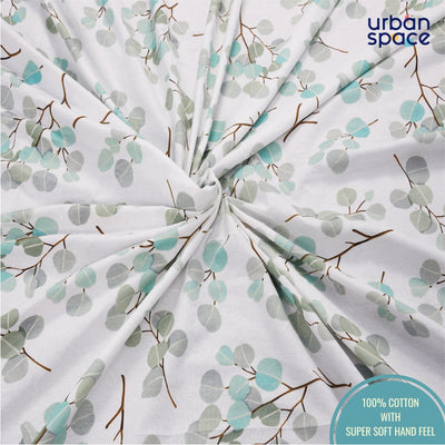 Fitted King Size Cotton Bedsheet - Fall Trees Green