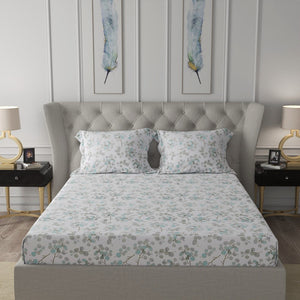 Fitted King Size Cotton Bedsheet - Fall Trees Green