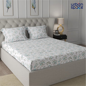 Fitted King Size Cotton Bedsheet - Fall Trees Green