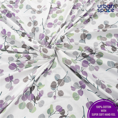 Fitted King Size Cotton Bedsheet - Fall Trees Purple