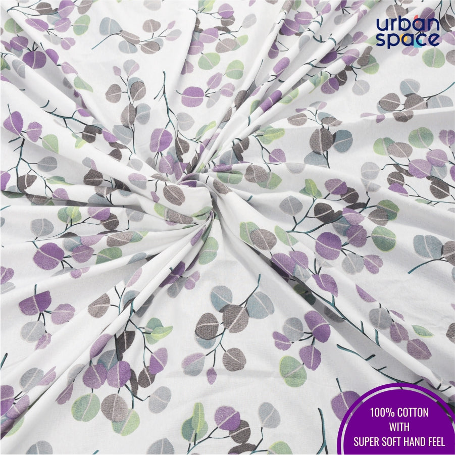 Fitted King Size Cotton Bedsheet - Fall Trees Purple