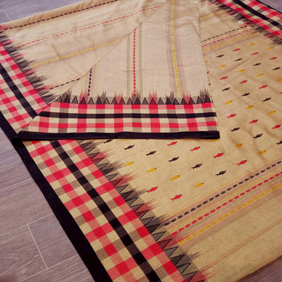 Fantastic Beige Colored Casual Wear Printed Bhagalpuri Silk Saree