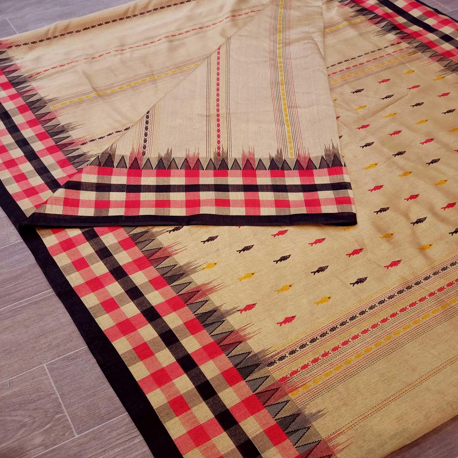 Fantastic Beige Colored Casual Wear Printed Bhagalpuri Silk Saree