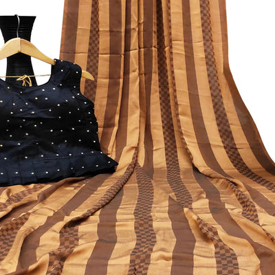 Fantastic Beige Colored Partywear Printed Brasso Saree