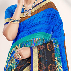 Fantastic Blue Colored Casual Wear Printed Georgette Saree