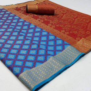 Fantastic Blue Colored Festive Wear Woven Patola Silk Saree