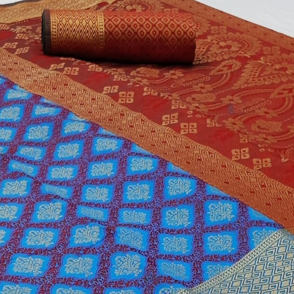 Fantastic Blue Colored Festive Wear Woven Patola Silk Saree