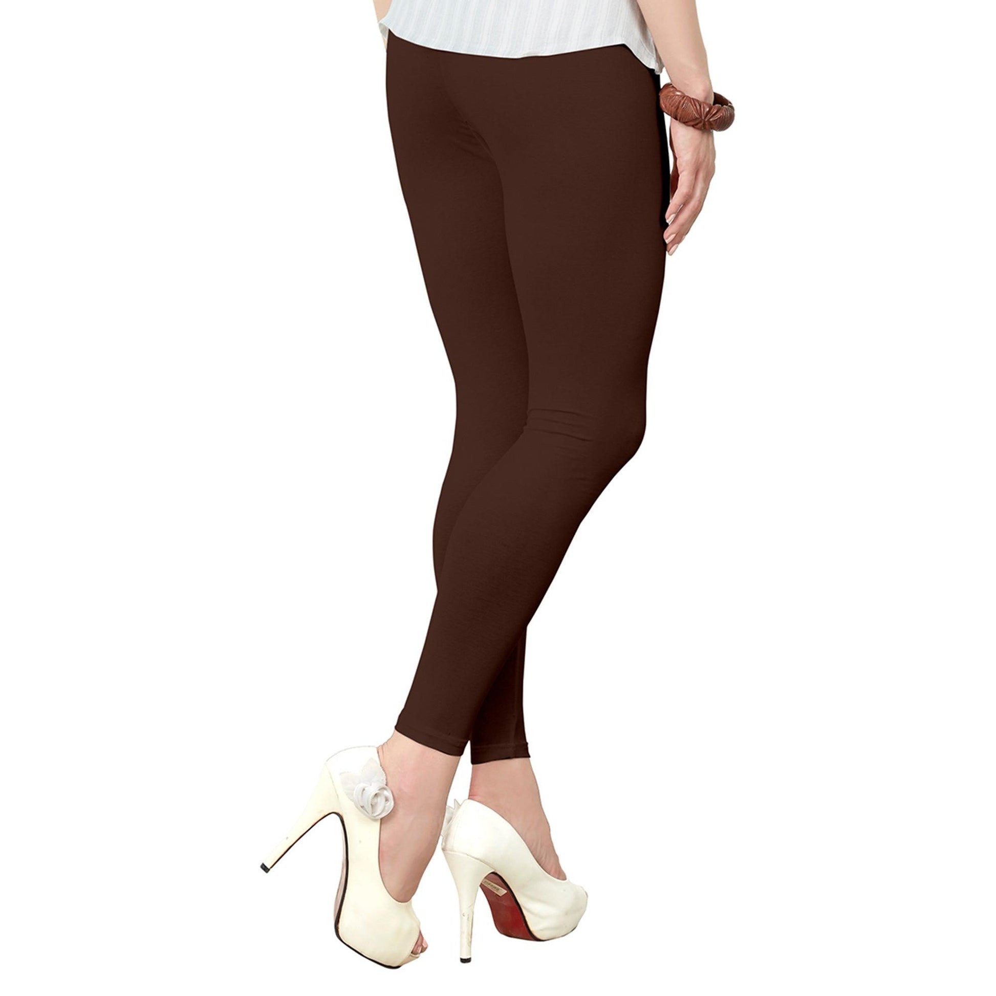 Fantastic Coffee Brown Colored Casual Wear Ankle Length Leggings