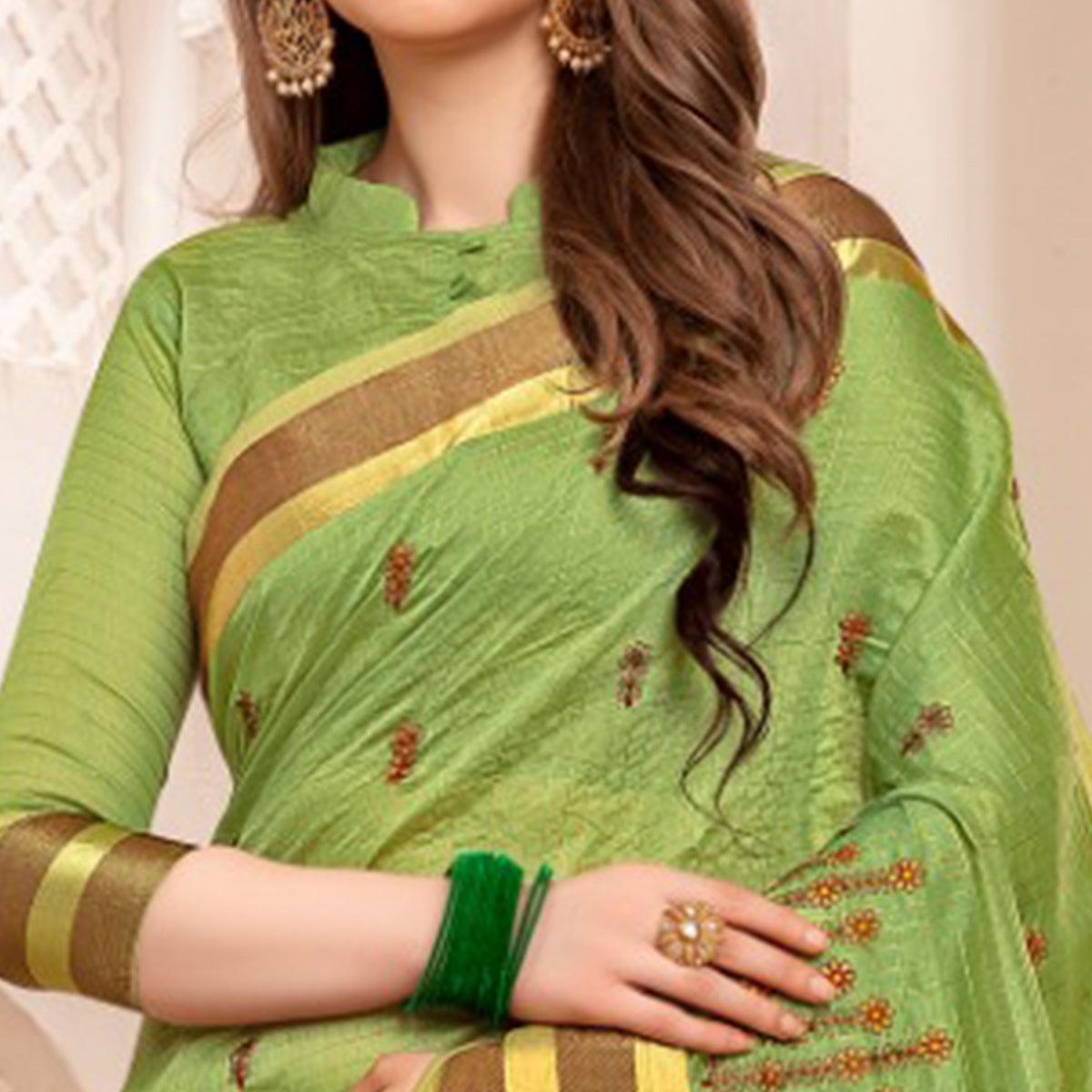 Fantastic Green Colored Festive Printed Art Silk Saree