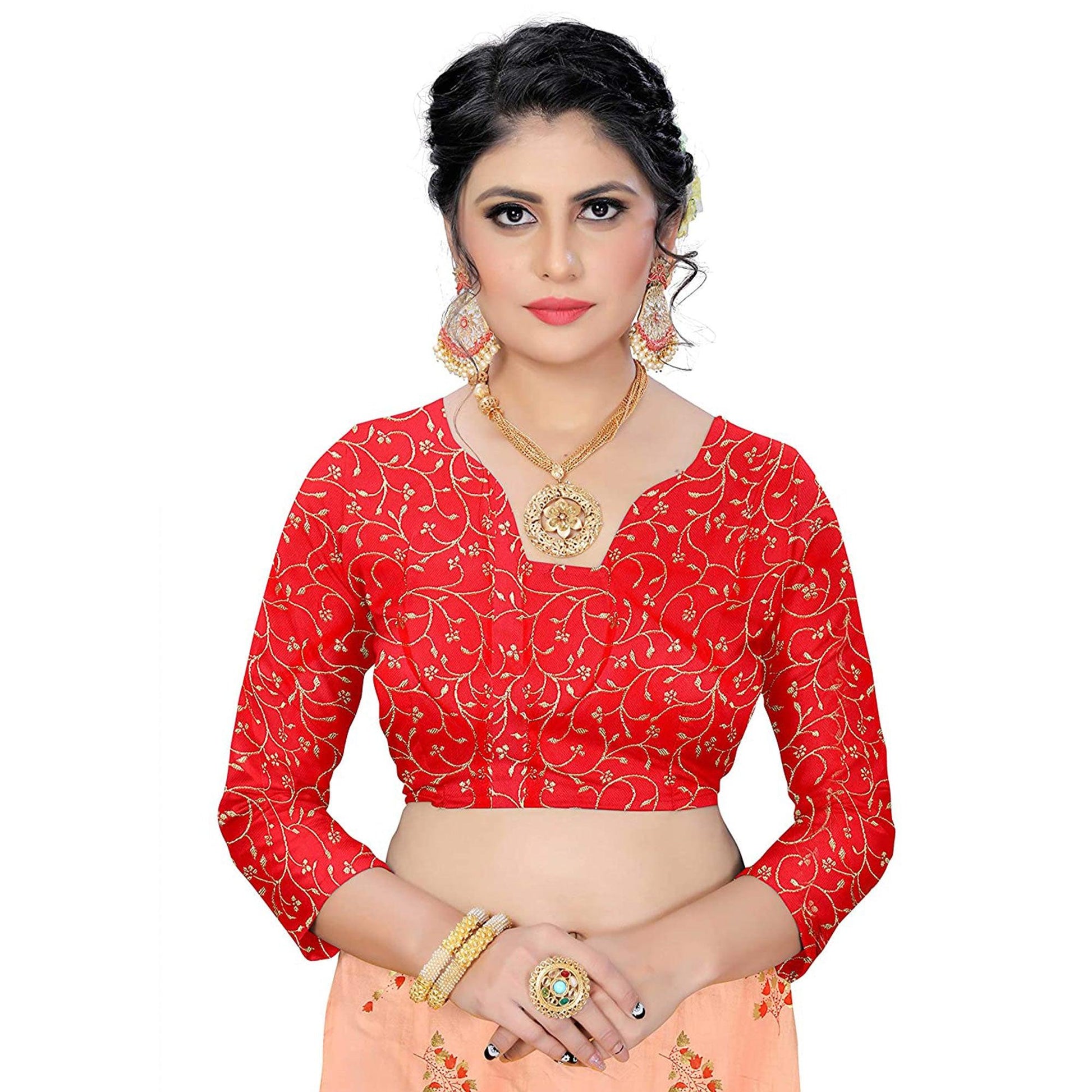 Fantastic Peach Colored Partywear Foil Work Printed Art Silk Saree