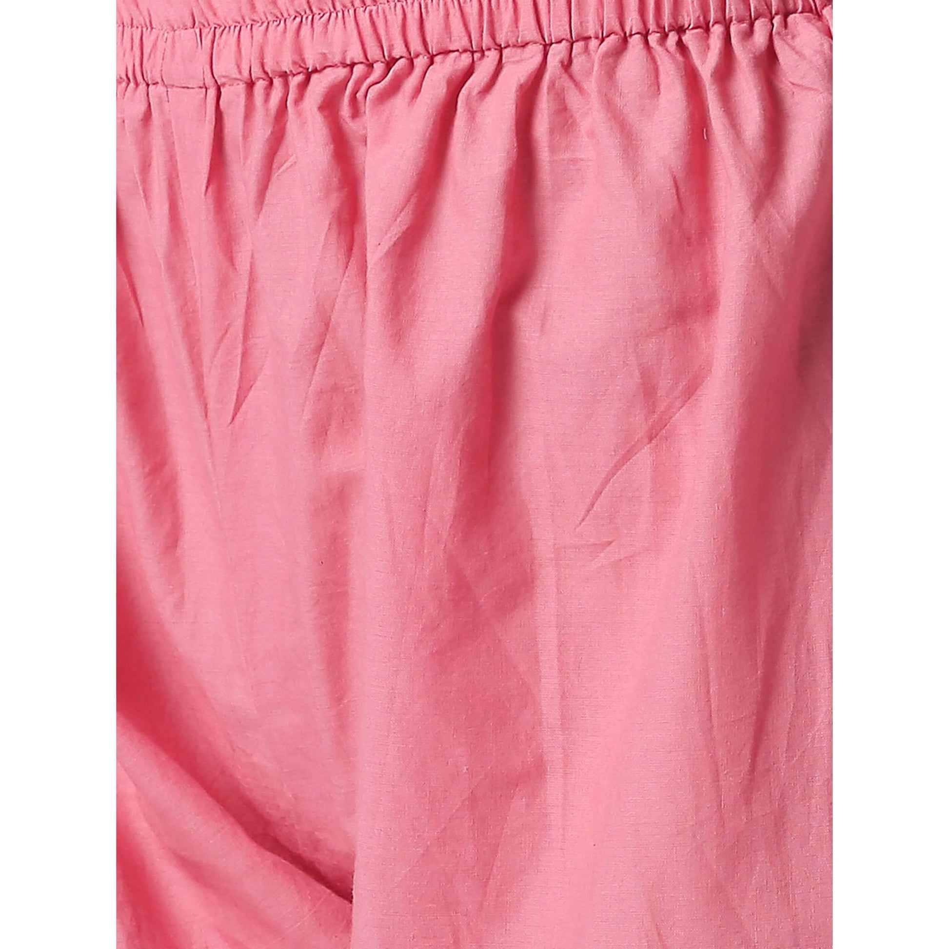 Fantastic Pink Colored Casual Embroidery Silk Suit