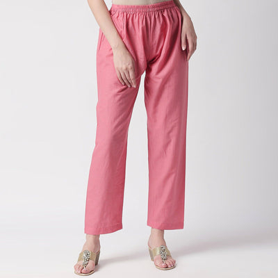 Fantastic Pink Colored Casual Embroidery Silk Suit