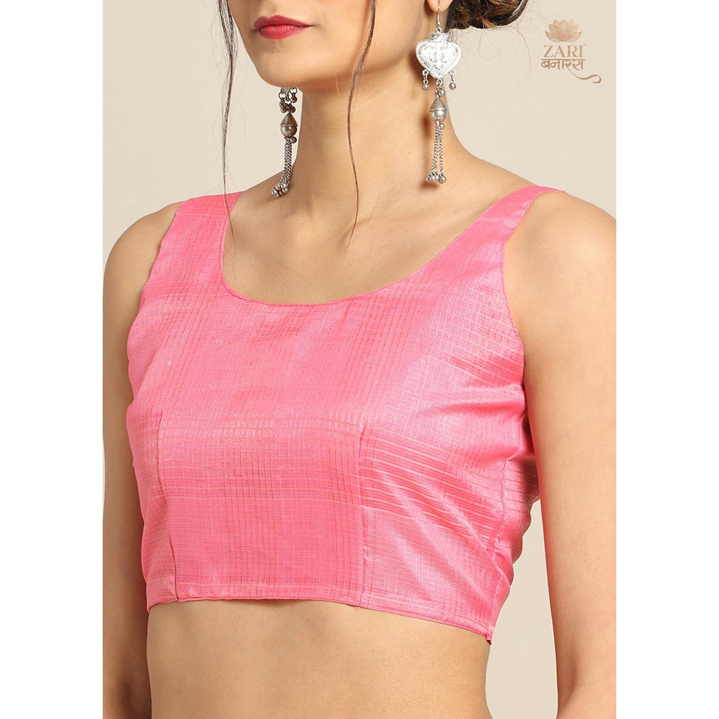 Fantastic Pink Colored Casual Wear Floral Printed Linen Saree