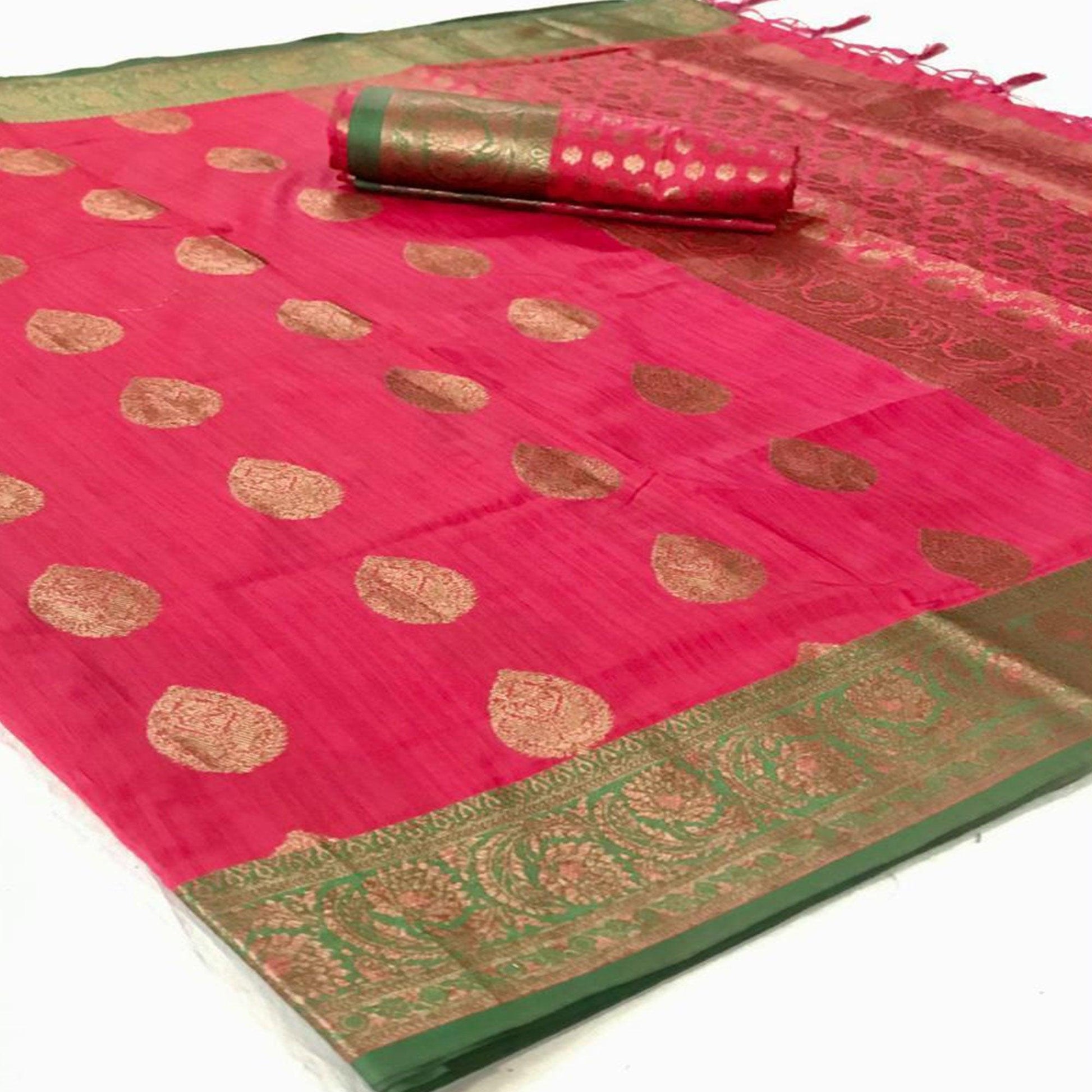 Fantastic Pink Colored Festive Wear Woven Silk Saree