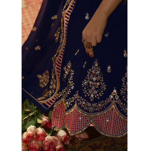 Fantastic Pink Coloured Partywear Embroidered Georgette Satin Sharara Style Salwar Suit