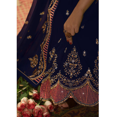 Fantastic Pink Coloured Partywear Embroidered Georgette Satin Sharara Style Salwar Suit