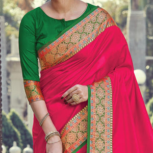 Fantastic Pink Coloured Partywear Woven Silk Saree