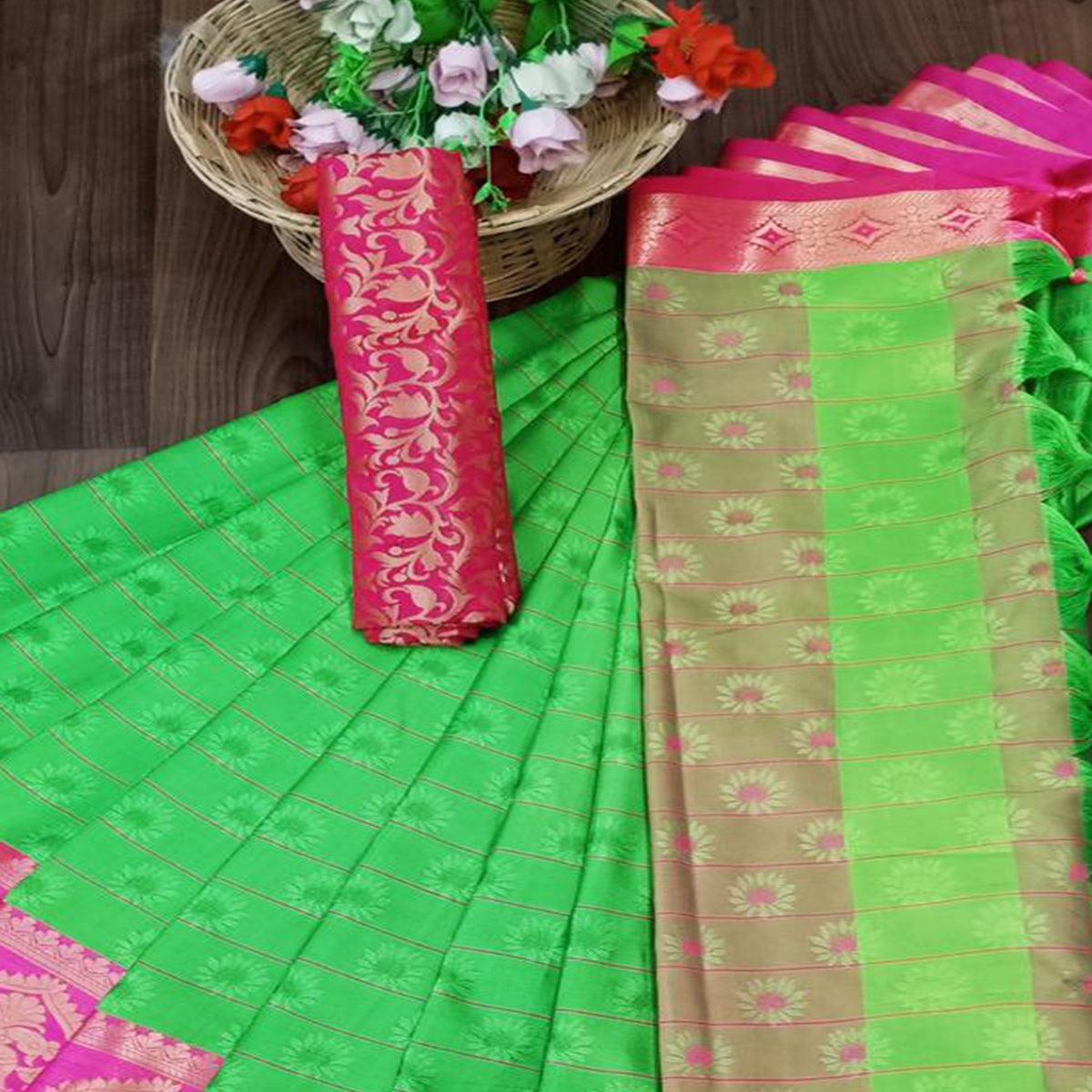 Fantastic Popti Colored Festive Wear Woven Cotton Silk Saree