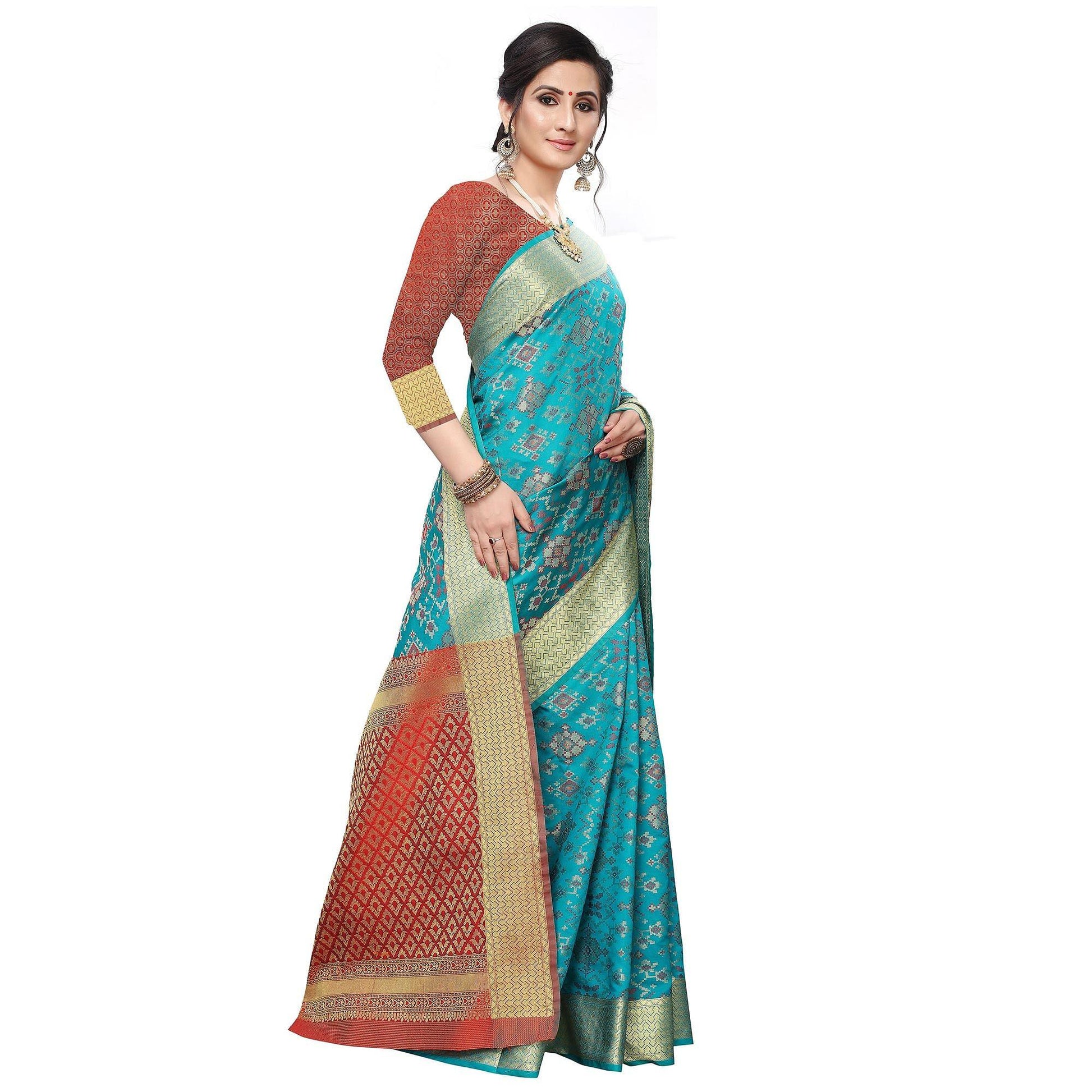 Fantastic Rama Colored Festive Wear Woven Kanjivaram Silk Saree
