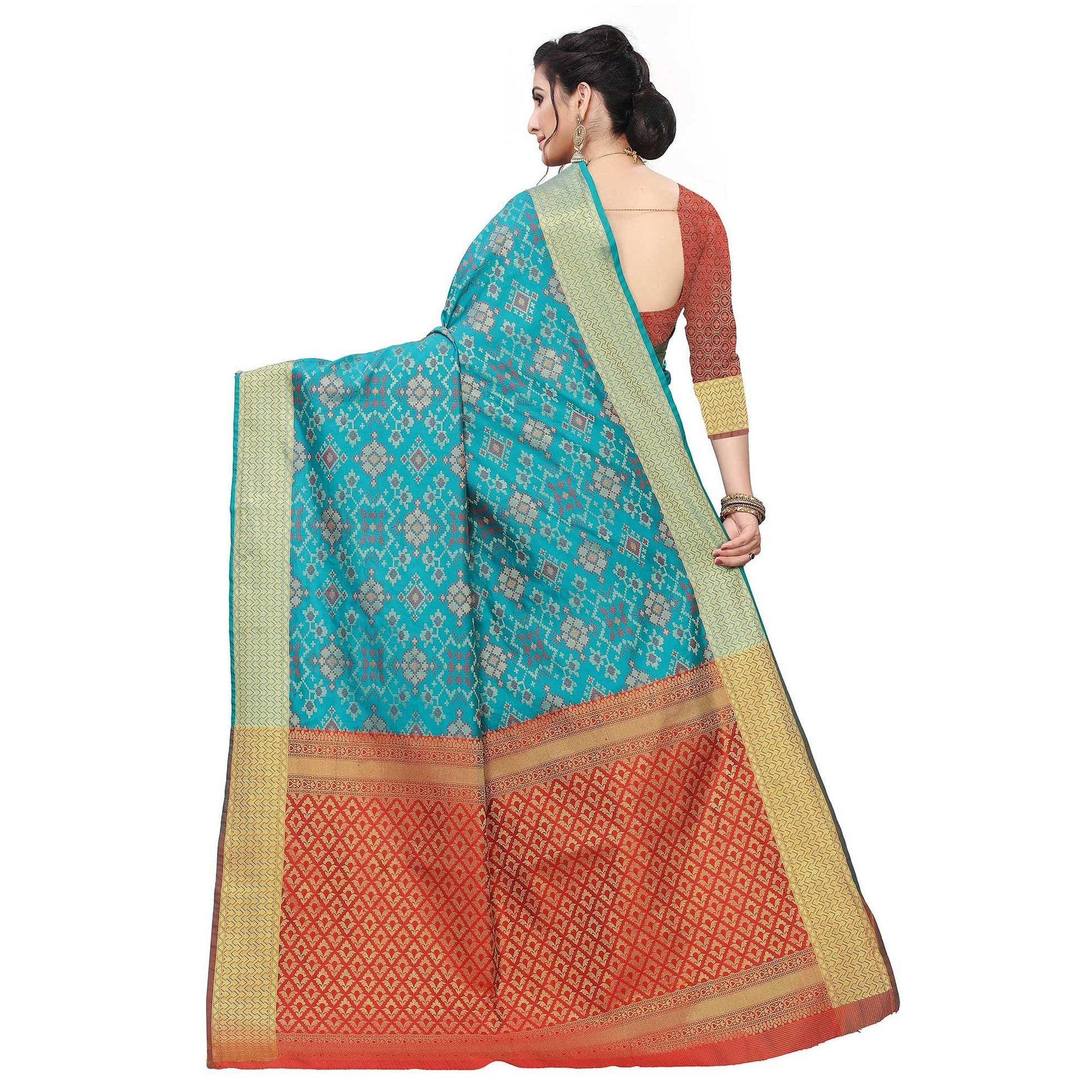 Fantastic Rama Colored Festive Wear Woven Kanjivaram Silk Saree