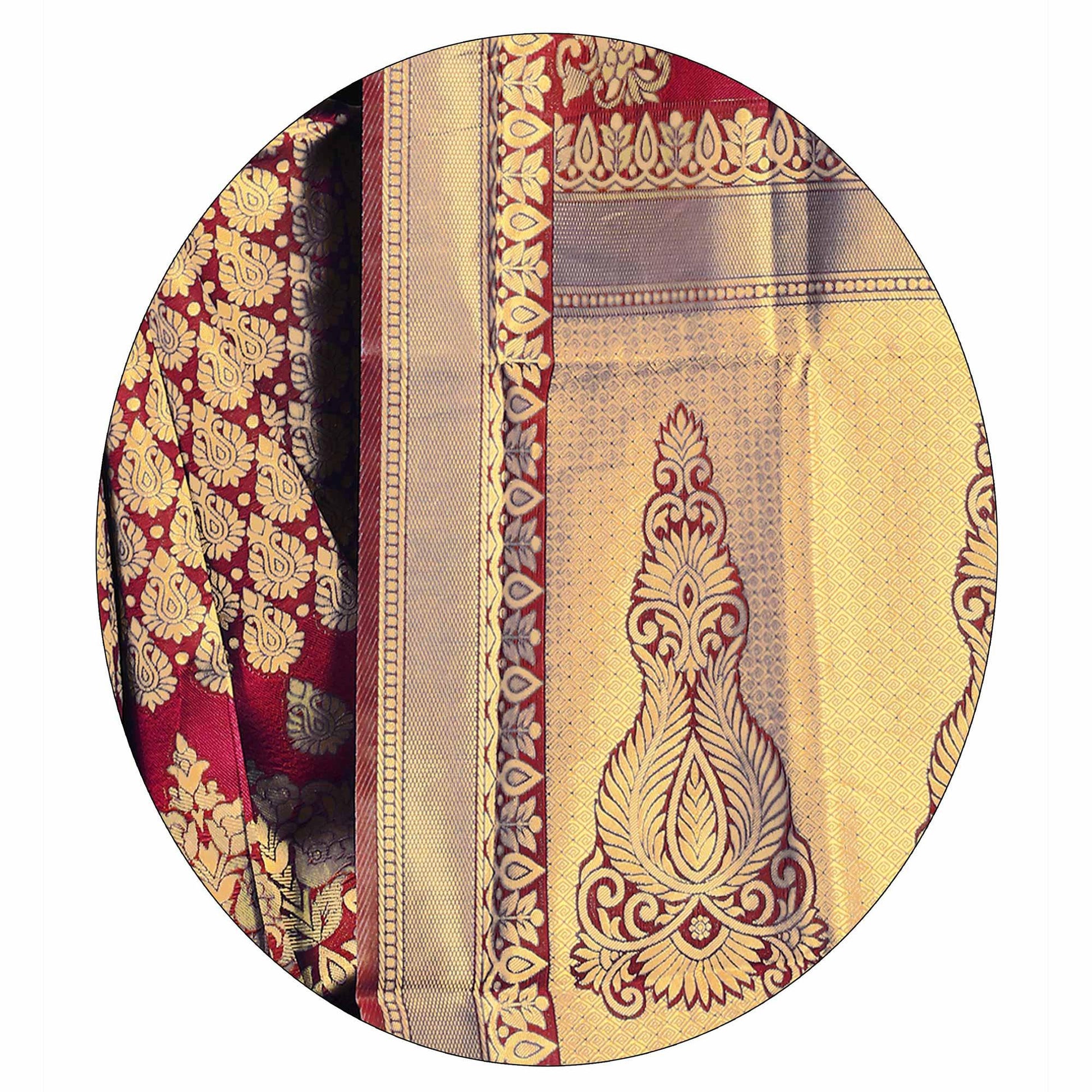 Fantastic Red Colored Festive Wear Woven Silk Saree