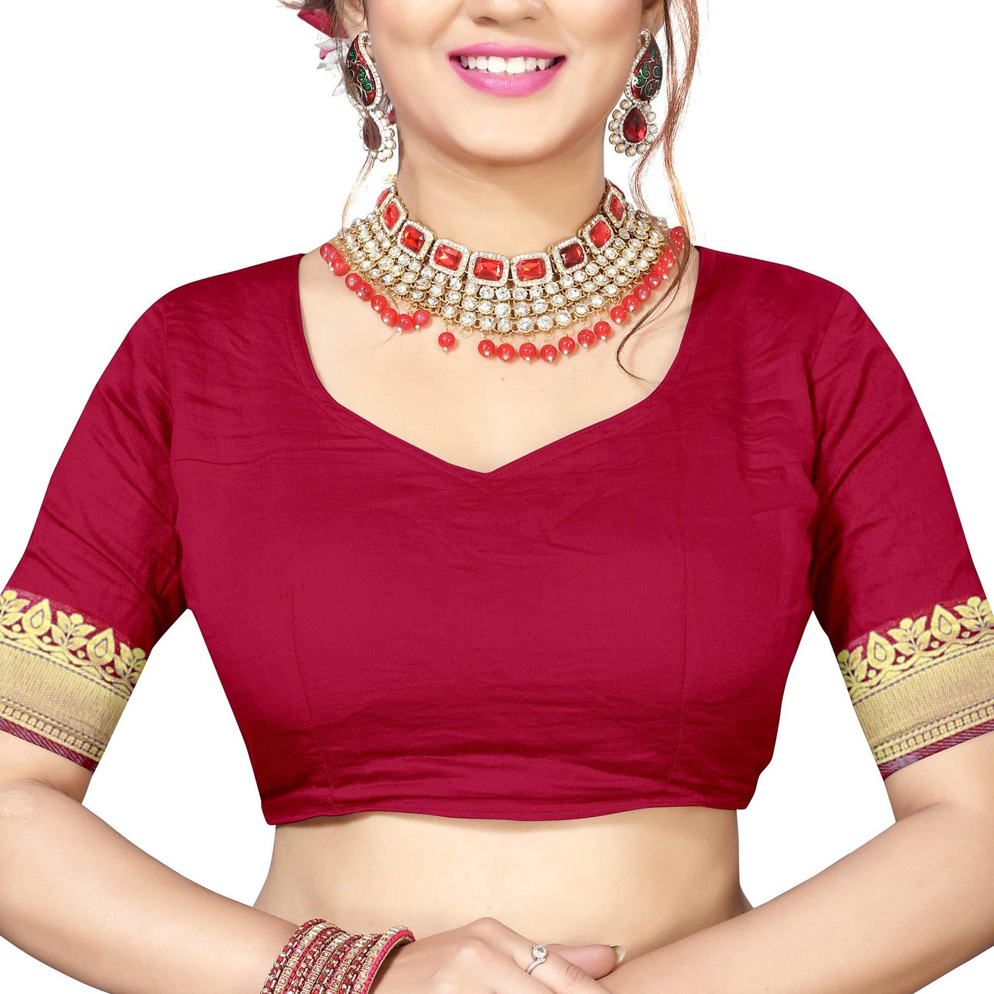 Fantastic Red Colored Festive Wear Woven Silk Saree