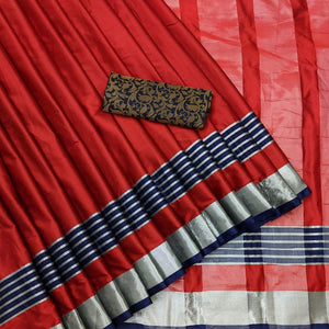 Fantastic Red Coloured Casual Wear Zari Border Cotton Saree