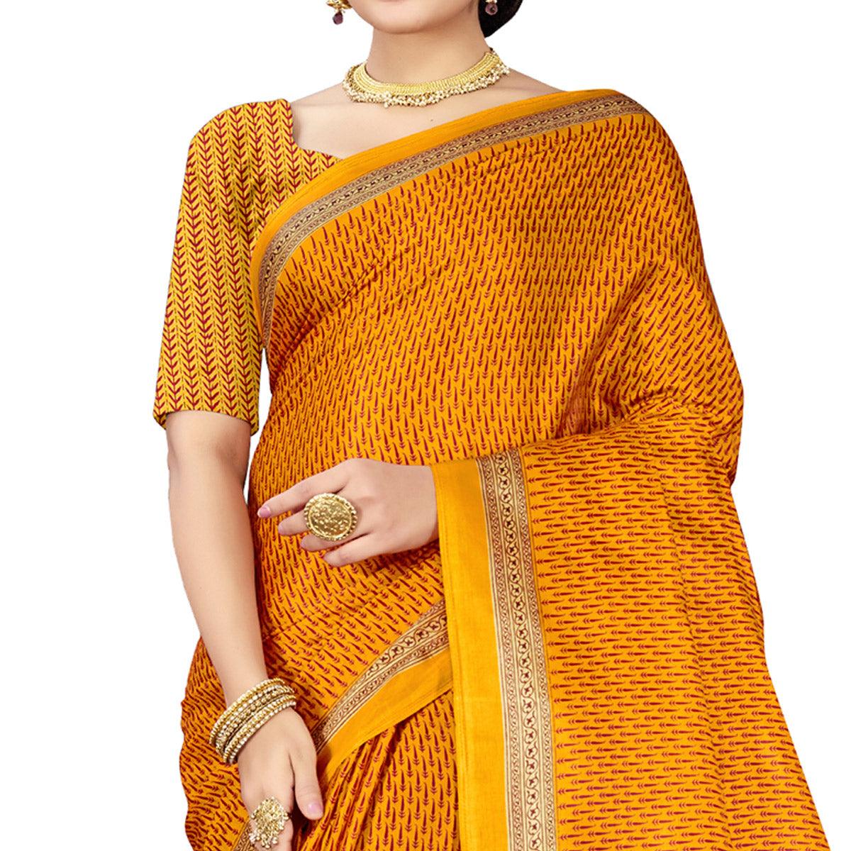 Fantastic Yellow Colored Casual Wear Cotton Silk Saree