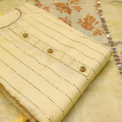Fantastic Yellow Colored Casual Wear Embroidered Modal Silk Dress Material