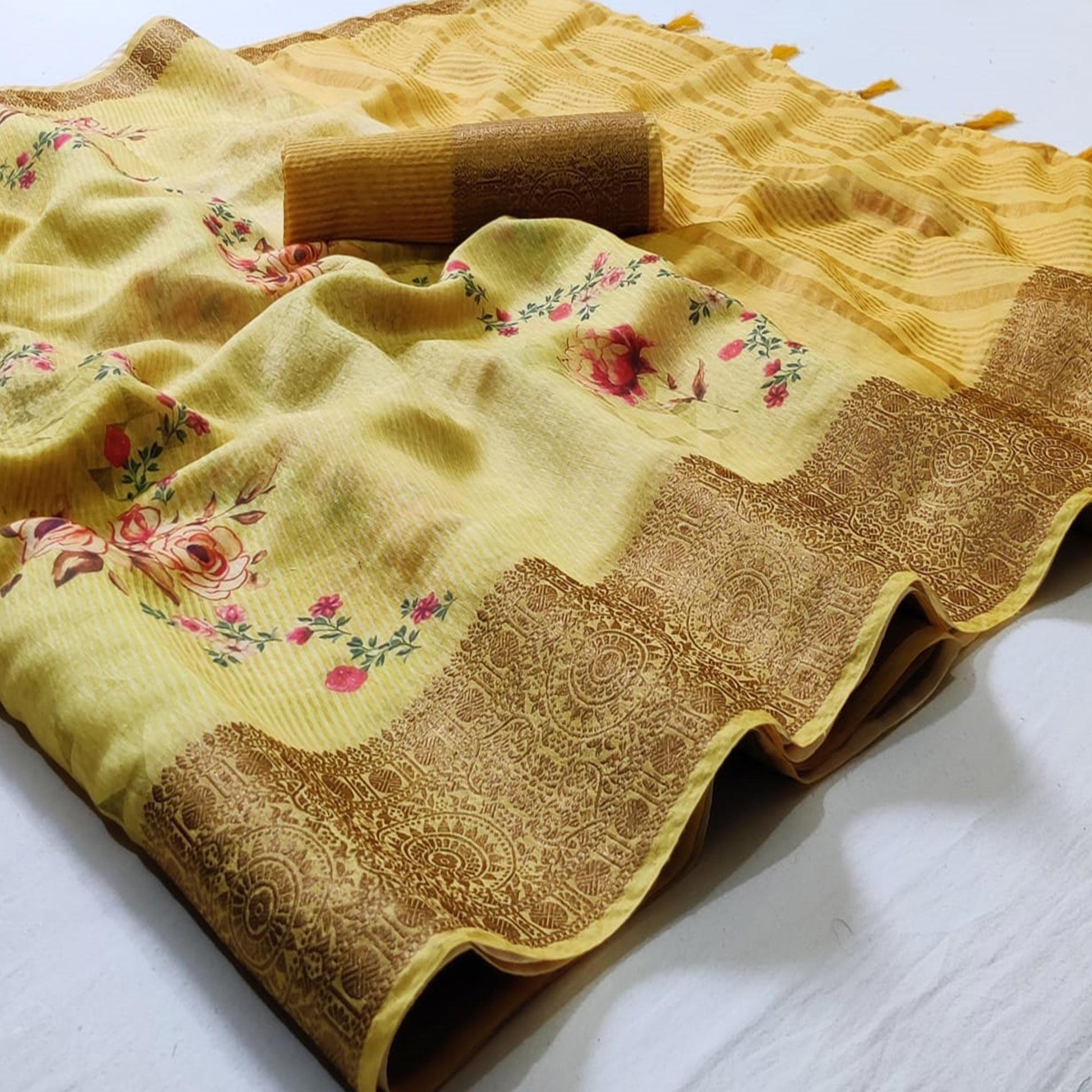 Fantastic Yellow Colored Festive Wear Woven Banarasi Silk Saree