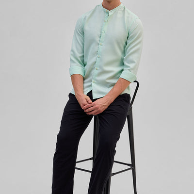 Mint Mandarin Slim Fit Shirt