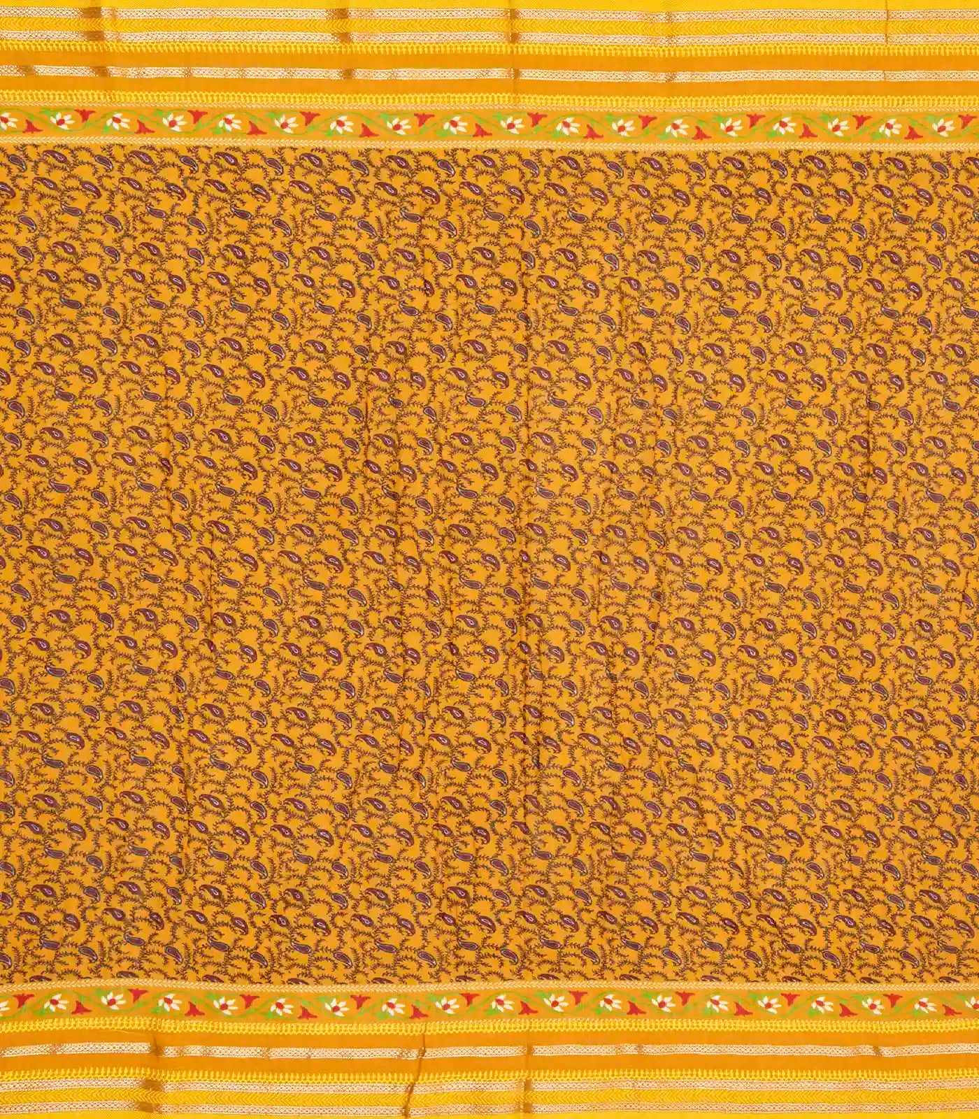 Yellow Handloom Chanderi Cotton Saree With Printed Mango Motifs
