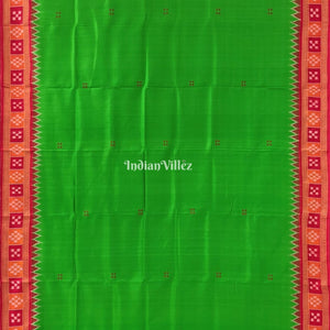 Green Plain Buta With Pasapali Border Odisha Handloom Khandua Silk Saree
