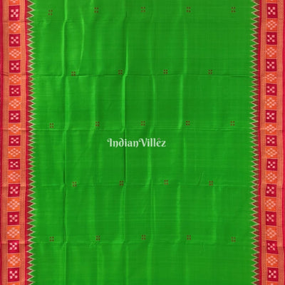 Green Plain Buta With Pasapali Border Odisha Handloom Khandua Silk Saree
