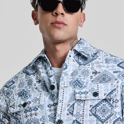 Light Blue Geometric Corduroy Jacket
