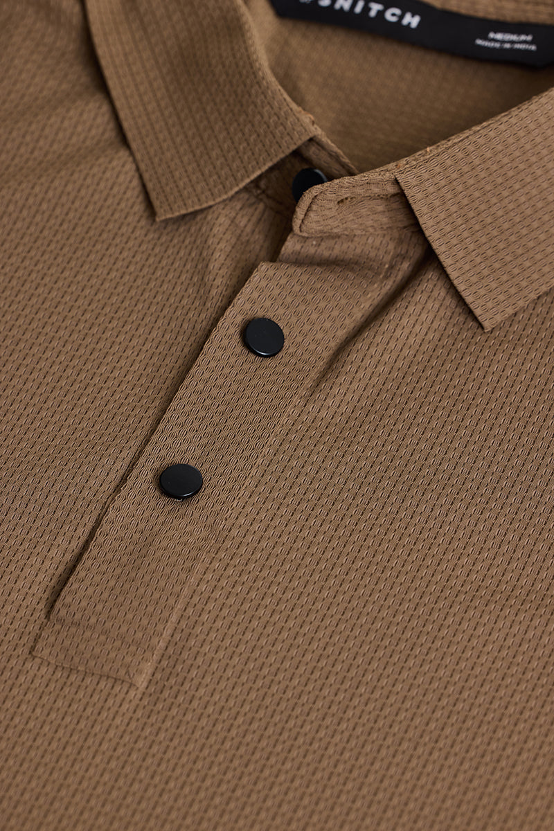 Light Brown Textured Polo T-Shirt