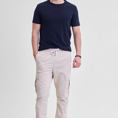 Beige Slim Fit Cargo Pants