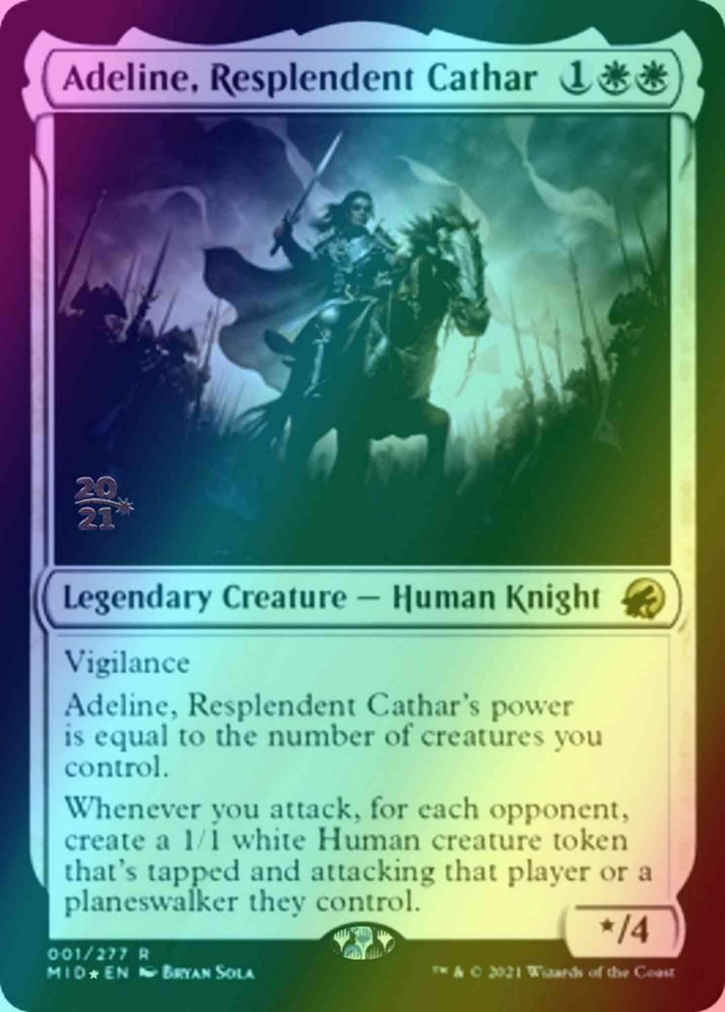 Adeline, Resplendent Cathar [Prerelease] [1s] [Innistrad: Midnight Hunt Promos] [Foil]