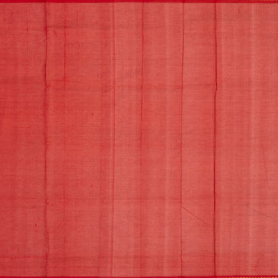 Teal Handloom Silk Cotton Saree With Contrast Red Border