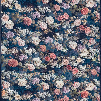 Navy Blue Georgette Silk Saree Printed With Floral Motifs